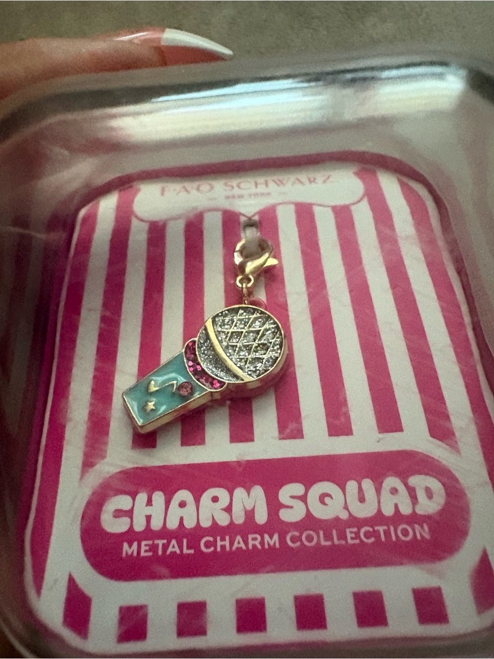 FAO Schwarz Charm Squad Metal Charms - Pink & Gold Accents set of 2 - Picture 2 of 4